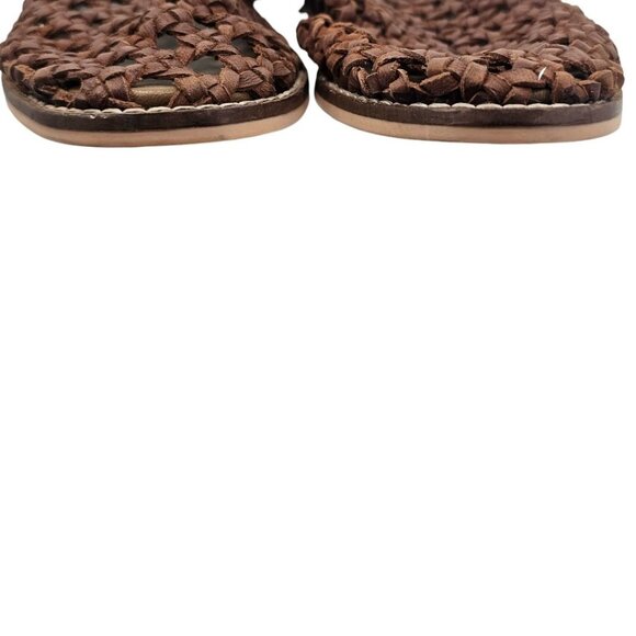 Free People‎ Womens 36 Mirage Brown Leather Woven Flat Mules Sandals - Picture 11 of 16